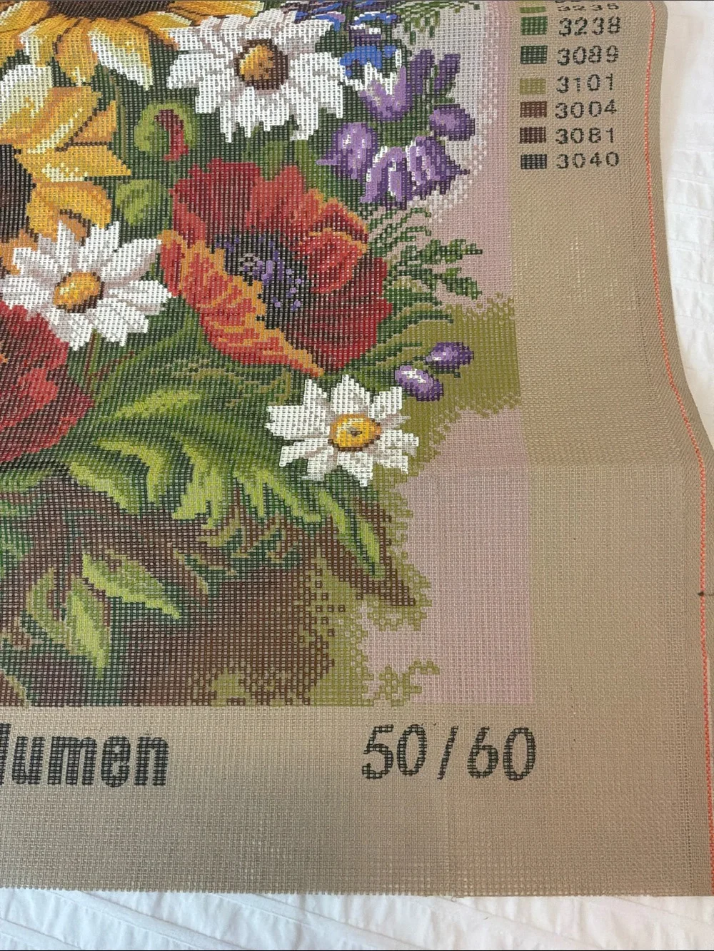 Vintage Sunflowers and Poppies Rico Gobelin  canvas and yarn